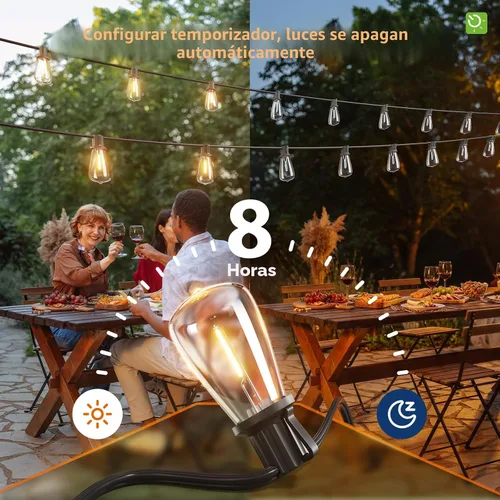Vista 7 de KYY Luces de cadena solares de 54 (48+6) pies para exteriores con puerto USB y control remoto, impermeables e irrompibles para patio con panel