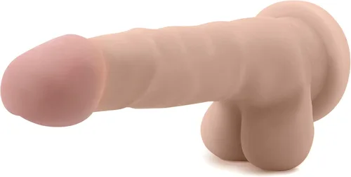 Vista 7 de Blush Au Naturel Sam - Consolador realista de 7.5 pulgadas con bolas, polla SensaFeel de doble densidad, base de ventosa, arnés de eje flexible Beige