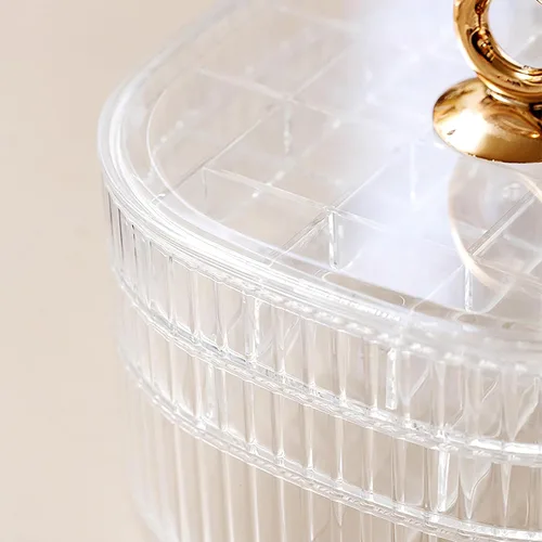 Vista 7 de Joyero, organizador de joyas de acrílico de 3 capas con asa, cajas de joyería transparentes para mujeres y niñas, organizador de maquillaje, soporte