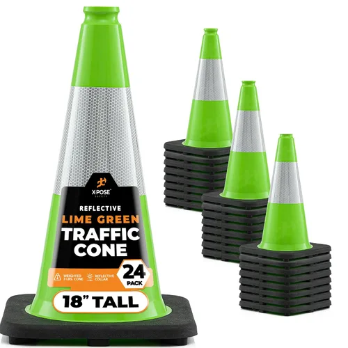 Vista 23 de Xpose Safety Conos de tráfico naranjas de 12 pulgadas con collar de 4 pulgadas, paquete de 4 conos de seguridad de plástico PVC multiusos