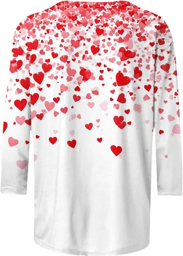 Vista 96 de Camisetas personalizadas para mujer, a la moda, casual, de séptima manga, estampada, cuello redondo, camiseta