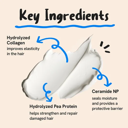 Vista 3 de Tratamiento diario de ceramida con proteína de colágeno para cabello seco y dañado, mascarilla acondicionadora profunda con colágeno hidrolizado
