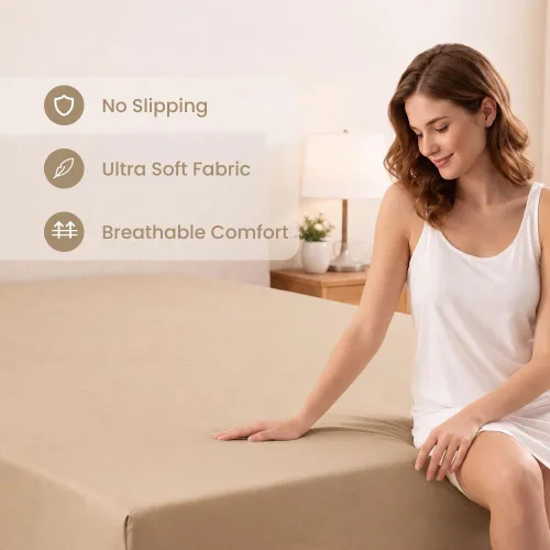 Vista 51 de Sábana bajera ajustable de lujo suave de 600 hilos, 100% algodón egipcio, sábana bajera ajustable individual con elástico alrededor, se adapta a
