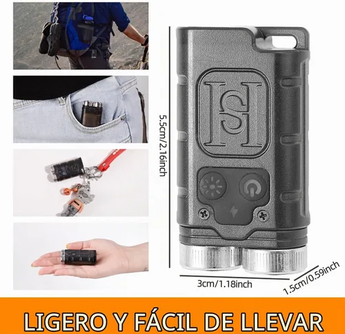 Vista 3 de KunHe K2 Paquete de 2 Linterna de Bolsillo de 1000 Lúmenes Linterna de Llavero con Imán Trasero Súper Brillante Recargable Rellenos para Calcetines