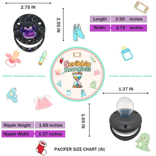 Vista 5 de Lindo chupete jumbo – Alivio del sueño y el estrés con diseño de murciélago de gelatina, clip y funda reutilizable – Adorable murciélago negro