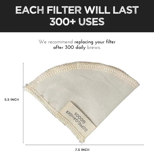 Vista 8 de Filtros reutilizables de algodón orgánico para Hario V60 y Origami Style Pourover filtros de café, taza de cerámica, vidrio, gotero de plástico