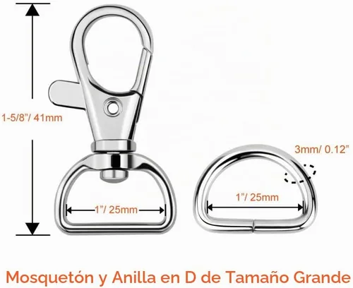 Vista 3 de Paxcoo 60 ganchos giratorios y anillos en D para cordones y proyectos de costura (1 pulgada de ancho interior)