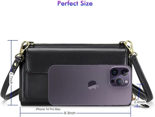 Vista 6 de nuoku Bolsos cruzados para mujer, carteras de muñeca para mujer, monederos pequeños para mujer, cartera para teléfono celular, cartera RFID