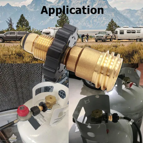 Vista 6 de Adaptador de tanque de propano de ajuste universal Hooshing con llave para convertir POL a QCC1 Heavy Duty Brass Propane Converter, LP Tank