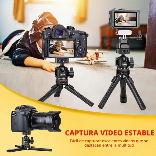 Vista 4 de Zeadio Heavy Metal Tripod Kit: 1/4" Screw Adapter Tripod Mount for Travel Recording Vlog & Camera iPhone Vlogging Kit & Camera Stand with 360°