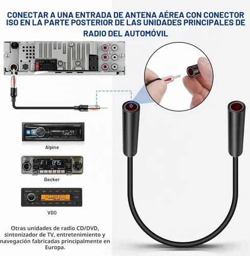 Vista 3 de Anina Adaptador de antena de radio de coche hembra a hembra Conector aéreo universal Cable de extensión de antena de radio