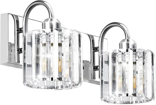 Vista 10 de Luz de tocador de baño dorada - Accesorio de luz de baño de cristal sobre espejo