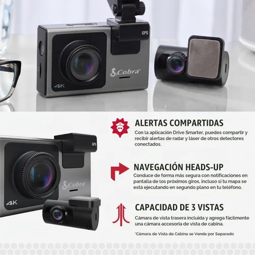 Vista 4 de Cámara de salpicadero inteligente Cobra+leva trasera (SC 400D) – Resolución UHD 4K, Alexa incorporada, capacidad para 3 cámaras, alertas de policía