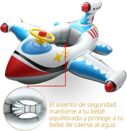 Vista 2 de Flotador inflable de piscina para bebé, barco flotante con cuerno de volante para niños pequeños de 1 a 4 años de edad para niños y niñas, inflable