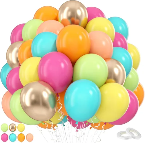Vista 8 de Funhot Set de Globos Azules y Naranjas, 60 Unidades, Globos Temáticos de Perro, 12 Pulgadas, Globos de Fiesta Pastel Naranja Azul Marino Impresos