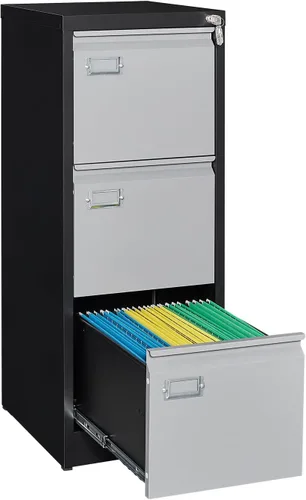 Vista 19 de Archivador móvil con cerradura, 2 cajones, pequeño gabinete rodante para oficina en casa, legal/carta/A4 (negro)