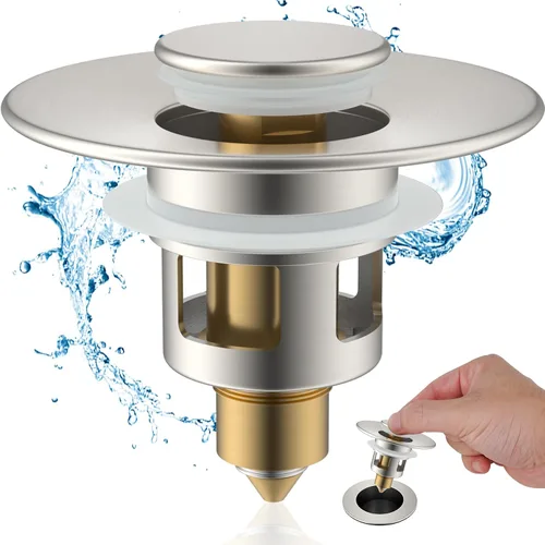 Vista 16 de Hibbent Paquete de 2 Tapones Universales de Todo Metal para Lavabo de Baño para Lavamanos de 1.1''~2.3'', Colador de Desagüe de Lavabo Emergente