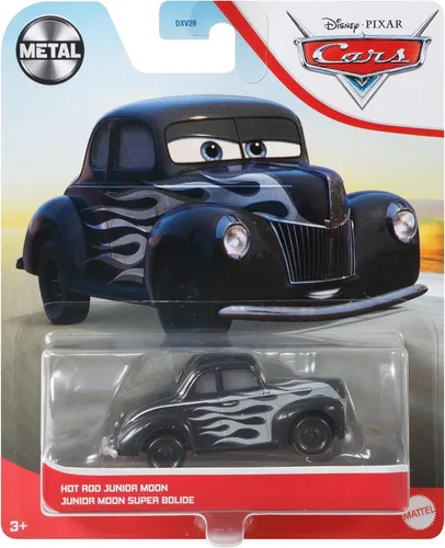 Vista 4 de Disney Cars Toys Hot Rod Junior Moon, miniatura, juguete coleccionable de coche de carreras basado en películas de coches, para niños de 3 años