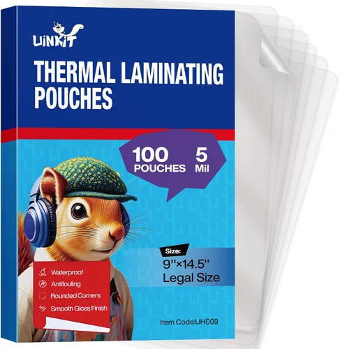 Vista 10 de Uinkit 100 paquetes de bolsas de laminación tamaño legal, 8.5x14 pulgadas, 4 milímetros de espesor - Sin burbujas, hojas de laminación térmica