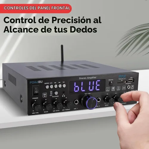 Vista 3 de Amplificador estéreo inalámbrico Bluetooth para el hogar, amplificador de potencia multicanal de 200 W, sistema receptor de audio para el hogar