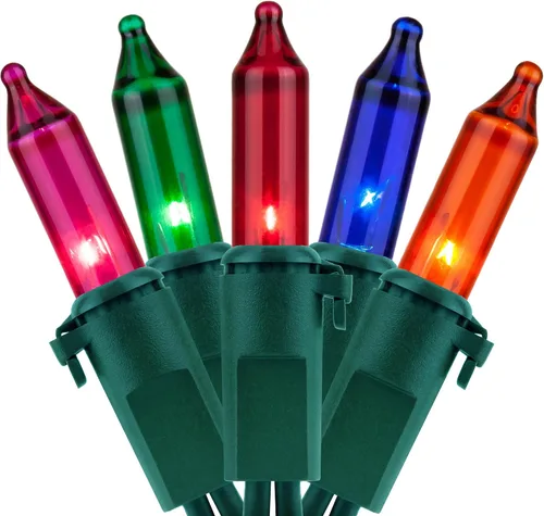 Vista 10 de YULETIME 200 Luces de Navidad Moradas, Paquete de 2 Juegos de 33 Pies, 100 Unidades, Luces de Cadena Incandescentes Certificadas UL
