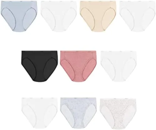 Vista 7 de Hanes Paquete de ropa interior para mujer, paquete de 10, bragas de mezcla de algodón de cobertura completa, ropa interior que absorbe la humedad