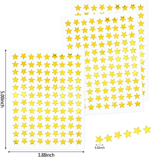 Vista 3 de 2160 unidades, 20 hojas de calcomanías pequeñas de estrella dorada, calcomanías de recompensa de 0.3 pulgadas de diámetro, calcomanía de estrella
