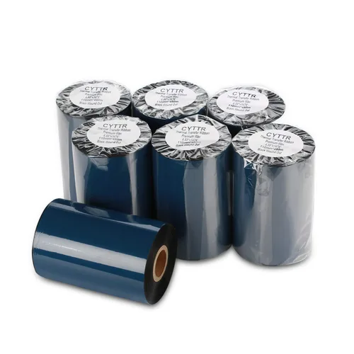 Vista 4 de Cinta de transferencia térmica - Cinta de impresora de cera premium de 1 pulgada de núcleo de tinta - 1 rollo (4.33" x 1476') 110mm450m para Zebra