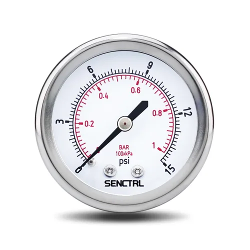 Vista 16 de SENCTRL - Medidor de presión de vacío de 30inHg, esfera de 2", NPT de 1/8, montaje inferior, estuche de acero inoxidable, resistente al agua