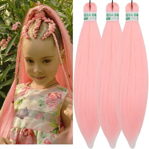 Vista 122 de Cabello trenzado para niños preestirado de 16 pulgadas, color negro para niños, trenzas sin nudos