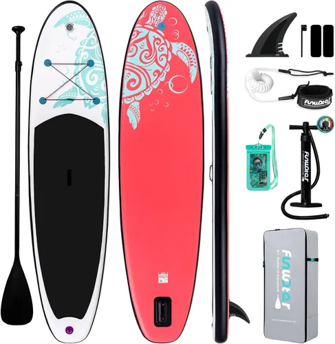 Vista 9 de FunWater Inflatable Stand Up Paddle Board with Premium SUP Paddleboard Accessories, Anti-Slip EVA Deck, 11'6''/11'/10'6'' Paddle Boards for Adults &