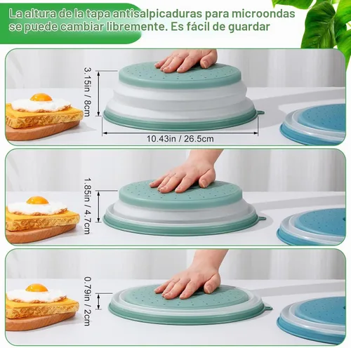 Vista 2 de Hoolerry Paquete de 4 cubiertas de silicona para salpicaduras de microondas para alimentos, juego de utensilios de cocina, cubierta para microondas