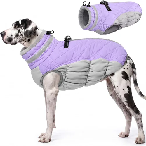Vista 47 de AOFITEE Abrigo para perro, chaquetas cálidas para perros pequeños, abrigo de invierno para perros con arnés integrado, chaqueta de invierno