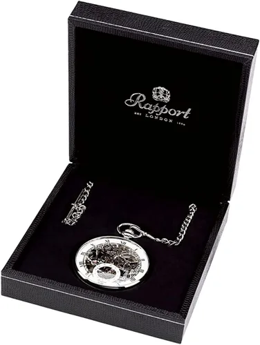 Vista 7 de Reloj de bolsillo vintage con cadena de Rapport - Reloj de bolsillo clásico Oxford Half Hunter con esfera esqueleto