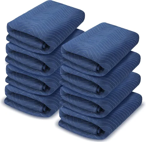 Vista 8 de Peryiter Paquete de 2 mantas móviles extra grandes de 96 x 80 pulgadas, almohadillas de mudanza resistentes de 4.4 libras y mantas de embalaje Negro