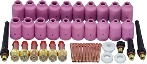 Vista 11 de RIVERWELD TIG Lente de gas Collet Cuerpos 45V 10N Boquilla de alúmina Tazas de cerámica 54N Serie de gran diámetro 2% Electrodo de tungsteno toriado