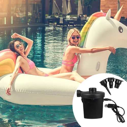 Vista 5 de Sosoport Bomba de aire eléctrica portátil recargable por USB, inflador compacto para flotadores de piscina, colchones de aire, inflado rápido
