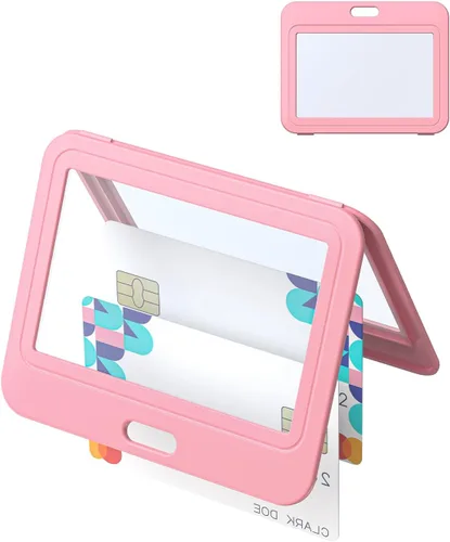 Vista 24 de Uniclife Paquete de 3 Portacarnet Deslizante con Ventanas de Doble Cara Funda Vertical de Plástico Duro Negro Bolsa Protectora de Tarjetas