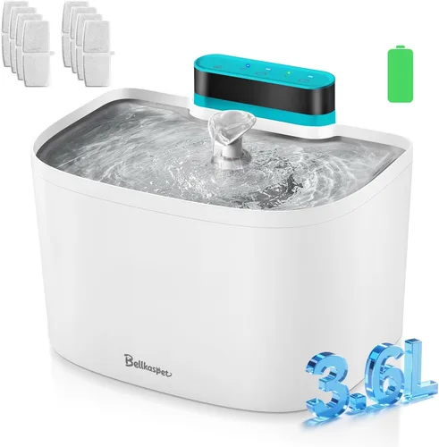 Vista 10 de Fuente de agua para gatos, fuente inalámbrica para gatos de 122 oz/3.6 L, fuente de agua inalámbrica para gatos en interiores, fuente de agua