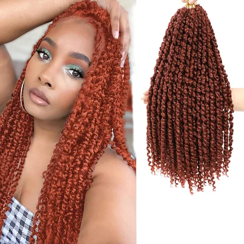 Vista 14 de Cabello Corto PassionTwist de 8 Pulgadas Cabello Pre-retorcido Passion Twists Cabello de Ganchillo Pre-enrollado Cabello Rizado de Ganchillo para 1b