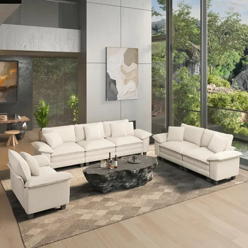 Vista 10 de HERA'S HOUSE Juego de sofás seccionales modulares de 2 piezas, juego de sofá de gran tamaño con loveseat y sillón, cómodos sofás nube con cojines