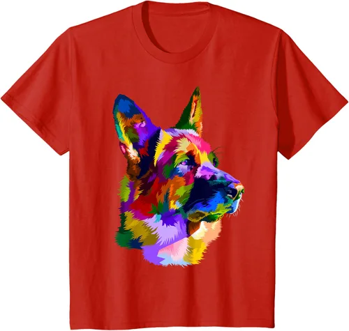 Vista 58 de Camiseta con retrato de pastor alemán para dueños de perros, Negro, S