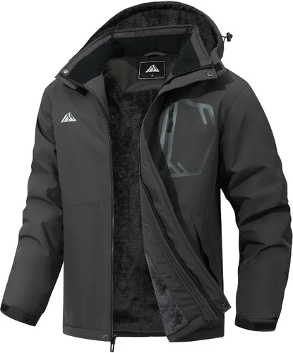 Vista 8 de Chaqueta de esquí impermeable para hombre, chaqueta de invierno acolchada con forro cálido, chaqueta Parker resistente al viento con capucha