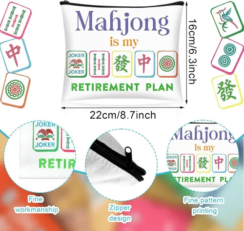 Vista 2 de 16 bolsas de maquillaje Mahjong regalo para mujeres, estilos 3
