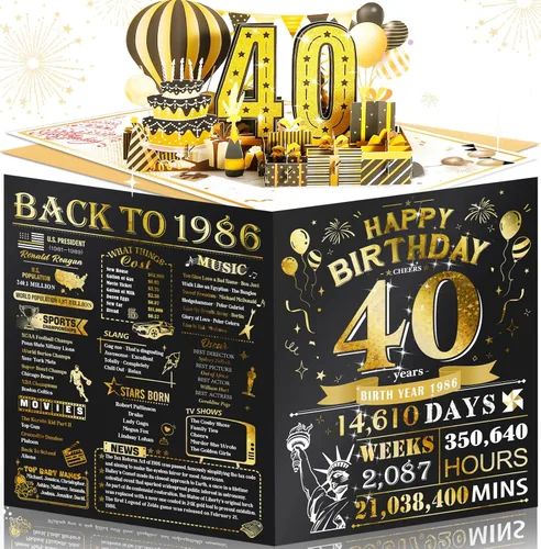 Vista 17 de Tarjeta de cumpleaños número 10 para niña, niño, nieto, nieta, hijo, hija, gigante, desplegable, “Happy 10th Year Old”, decoración, regalo de Negro