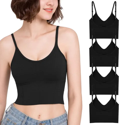 Vista 2 de Eleplus Brasier de dormir cómodo de 4 piezas para mujer, brasier de descanso sin varillas, acolchado, paquete de 4