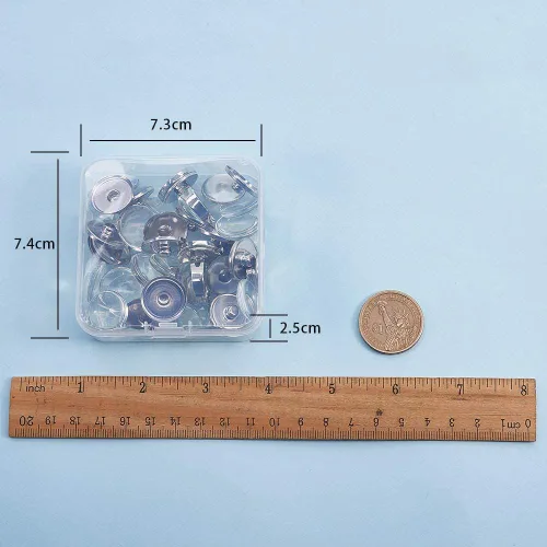 Vista 7 de SUNNYCLUE 1 caja de 62 anillos de dedo de botón, 2 componentes ajustables con 30 ajustes de cabujón de botón a presión, 30 piezas de bandeja