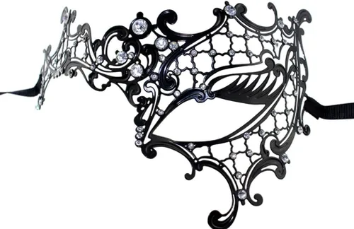 Vista 21 de Coddsmz Máscara de metal cortada con láser para mujer, máscara veneciana de Mardi Gras, máscara de Halloween 1-oro rosa