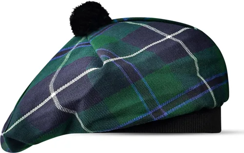 Vista 22 de Sombrero escocés Tam o Shanter Gorro escocés Tartan P.V Tartan (poliviscosa) Mezcla de lana con pompón Talla única para todos.