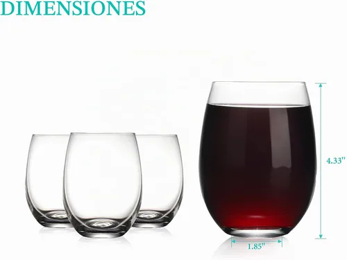Vista 2 de Copas de Vino Sin Tallo, Juego de 4 Copas de Vino Sin Tallo de 15 onzas para Vino Tinto y Blanco, Copas de Beber con Borde Duradero Resistente al